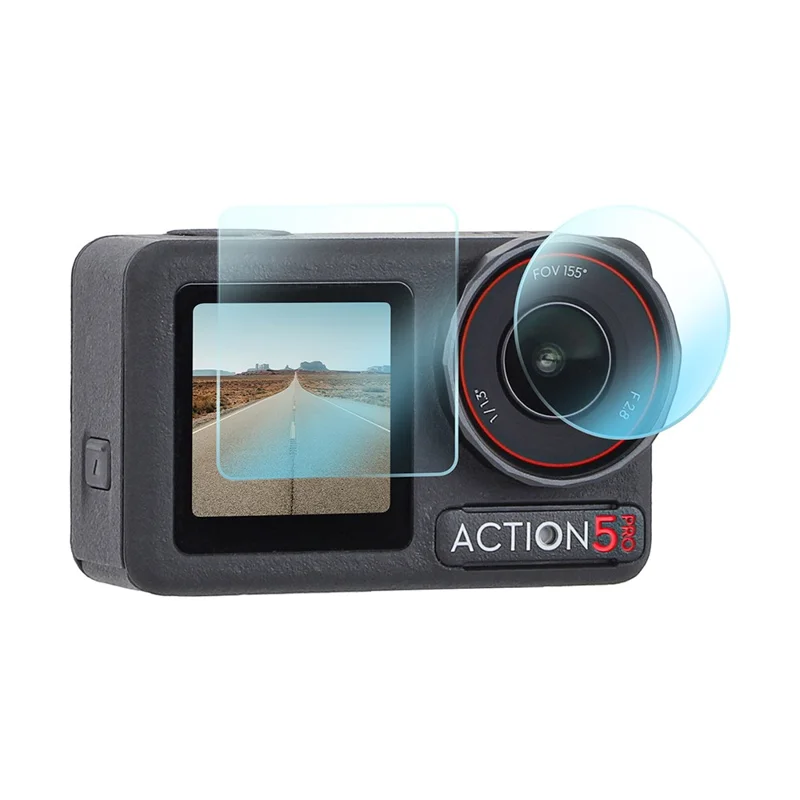 SUNNYLIFE OA5-BHM884 2Set Tempered Glass Screen Protector for DJI Osmo Action 5 Pro Camera Accessories (2 Main Screen + 2 Small Screen + 2 Lens)