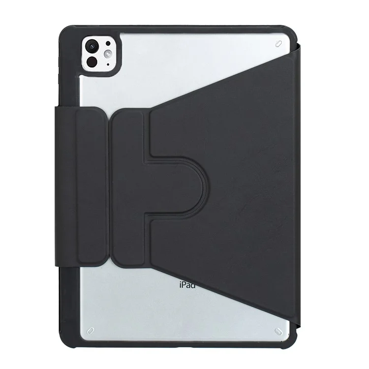 L13-BS For iPad Pro 11 (2024) PU+Acrylic Tablet Rotary Stand Cover with Backlit Bluetooth-compatible Keyboard - Black