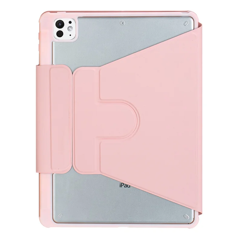L13-BS For iPad Pro 11 (2024) PU+Acrylic Tablet Rotary Stand Cover with Backlit Bluetooth-compatible Keyboard - Pink