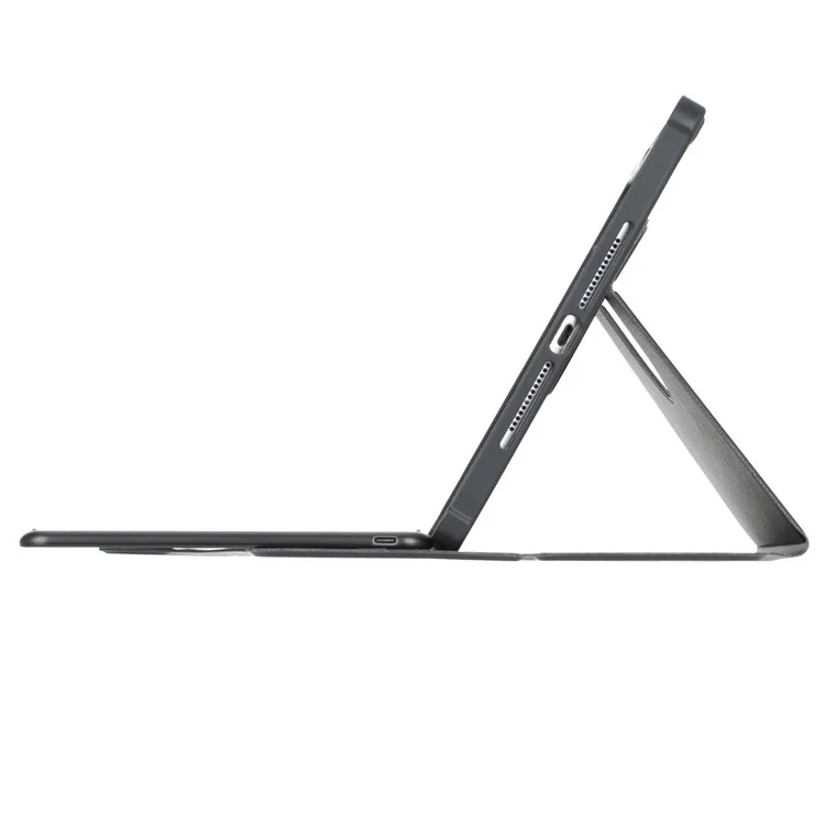 YL13 For iPad Pro 11 (2024) PU+Acrylic Rotary Stand Tablet Cover with Round Key Keyboard - Black