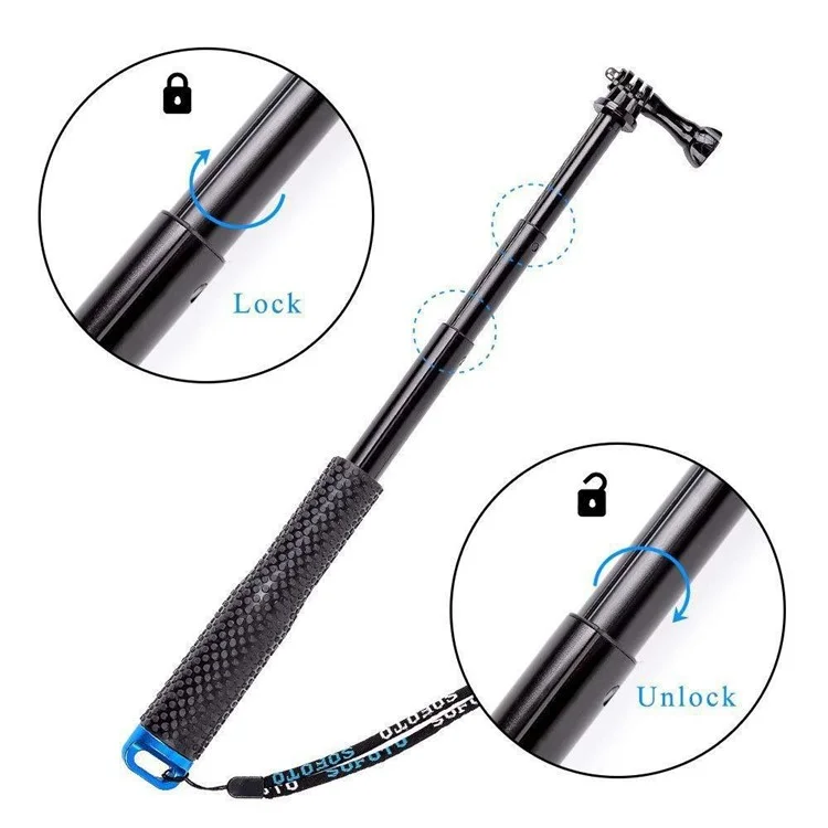 For GoPro Extendable Selfie Stick 19-inch Non-Slip Handle Aluminum Alloy Selfie Stick - Gold
