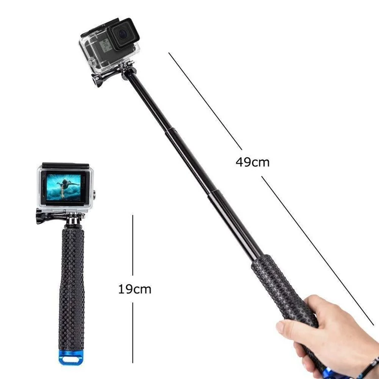 For GoPro Extendable Selfie Stick 19-inch Non-Slip Handle Aluminum Alloy Selfie Stick - Gold