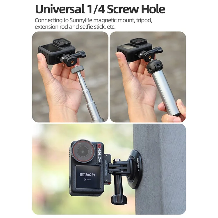 Adaptateur trépied connecteur pour caméra sportive réglable en plastique SUNNYLIFE AD920