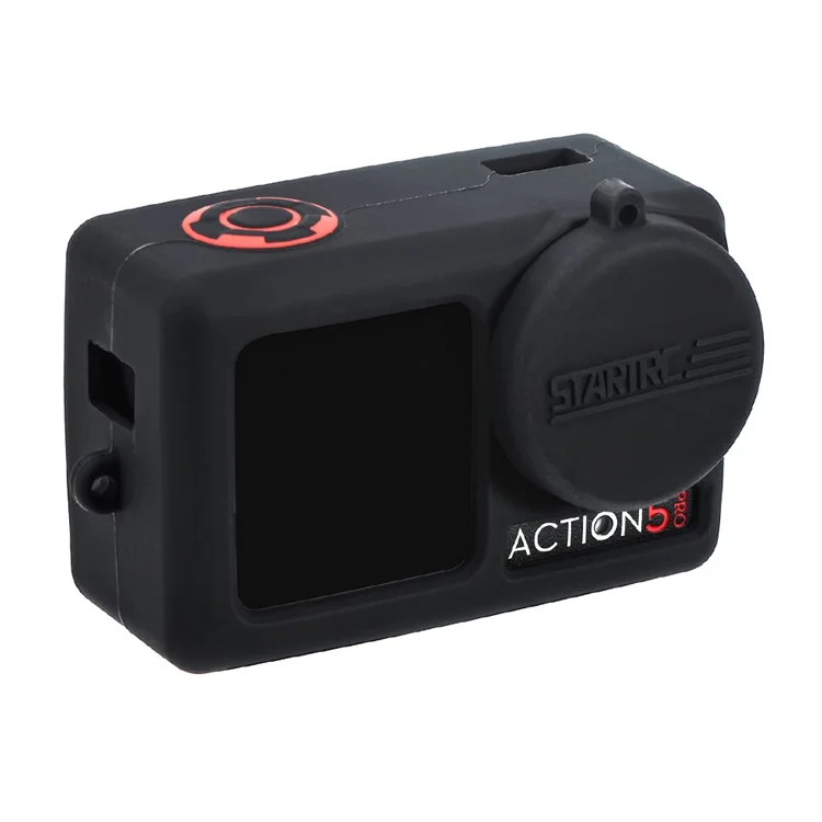 STARTRC для DJI Osmo Action 5 Pro Силиконовый каркас Защитный чехол для спортивной камеры с крышкой объектива - Черный
