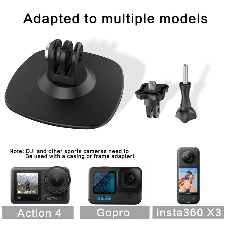 GP383 TPU + Composite Nylon Motorcycle Helmet Camera Mount Adhesive Adapter for GoPro Insta360 - Style 2