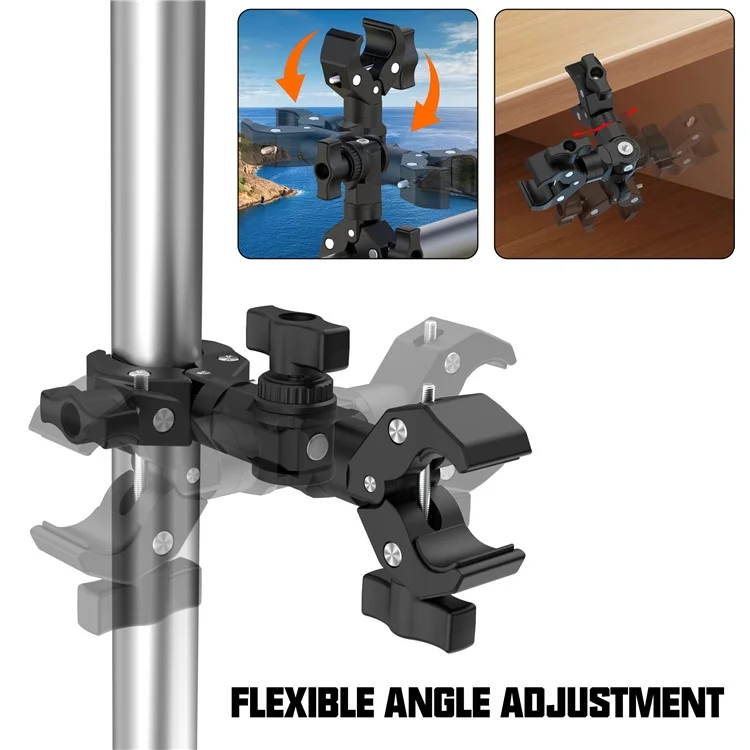GP384-2 Double Crab Clamps Motorcycle Handlebar 360 Degree Rotatable Fixed Mount for Sports Camera