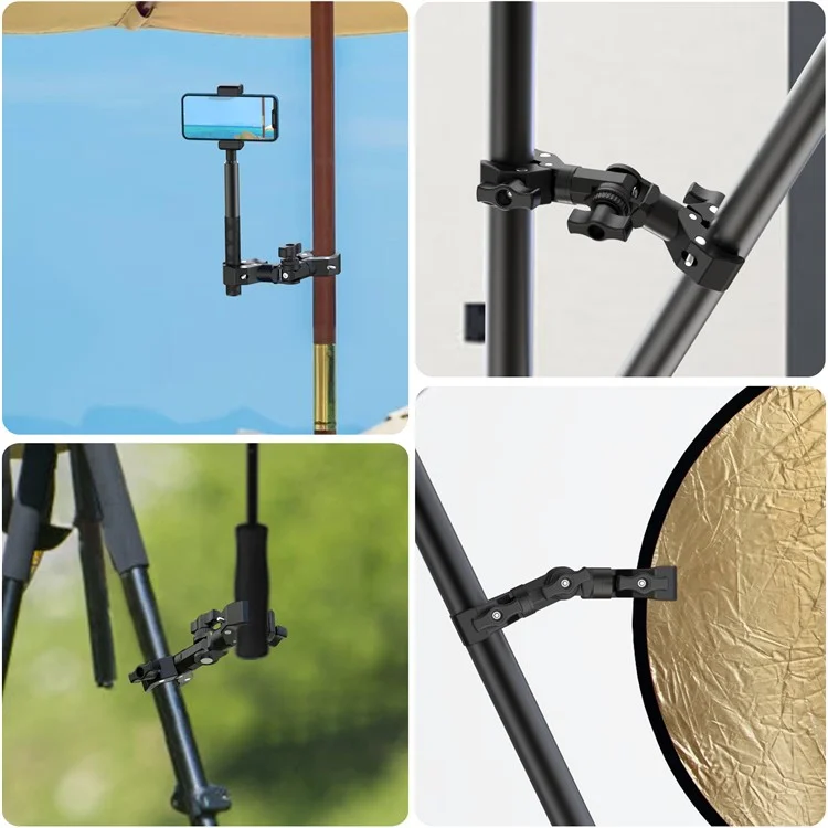 GP384-2 Double Crab Clamps Motorcycle Handlebar 360 Degree Rotatable Fixed Mount for Sports Camera