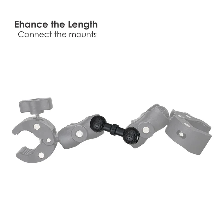 1-inch Double Ball Head Extension Arm for Action Cameras Crab Clamp, Length: 73mm