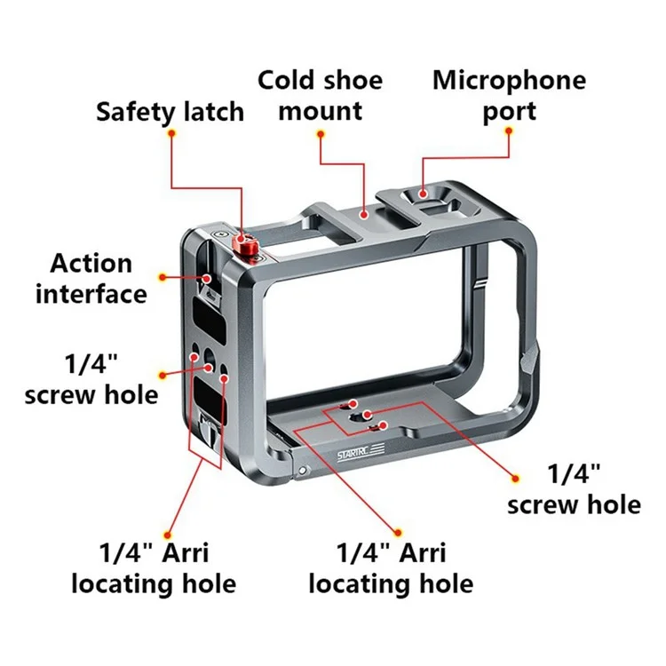Cage d'extension en métal STARTRC 1145595 pour caméra sportive DJI Osmo Action 5 Pro