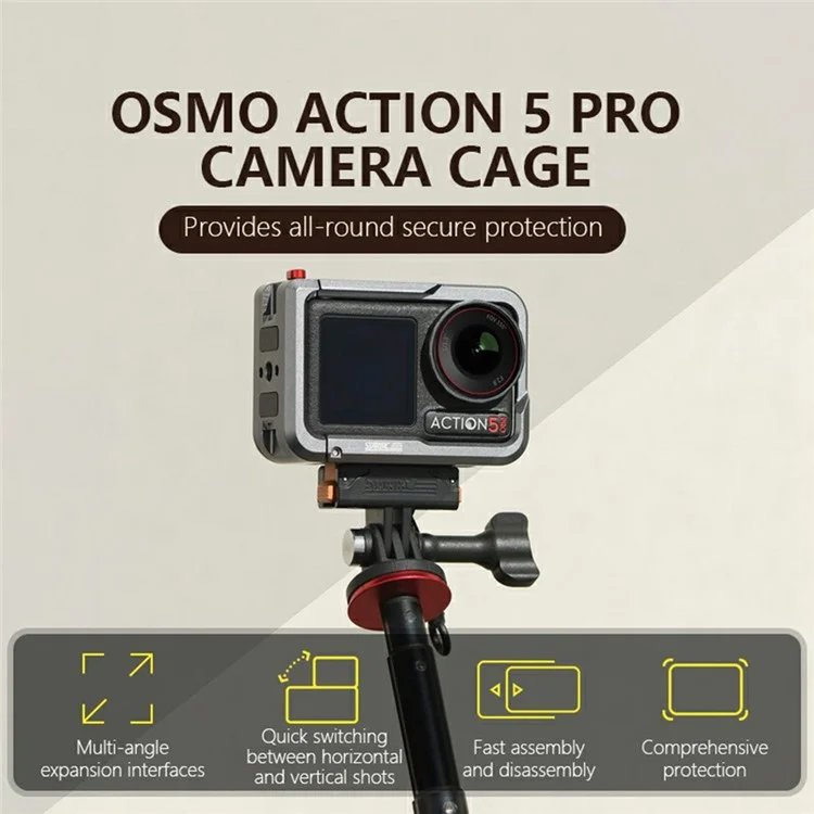 Cage d'extension en métal STARTRC 1145595 pour caméra sportive DJI Osmo Action 5 Pro