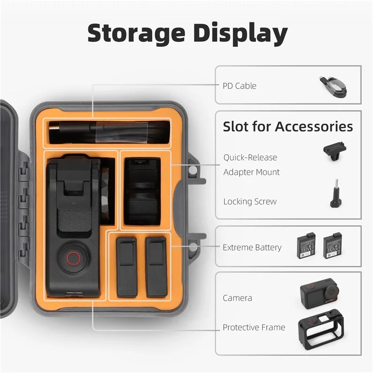 SUNNYLIFE AQX-18 Caixa à Prova de Choque para DJI Osmo Action 5 Pro / 4 / 3 Estojo Rígido Impermeável para Armazenamento