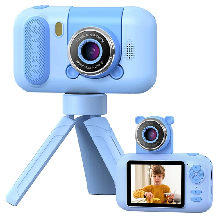 F79 2.4 Inch Screen Kids Digital Camera Flip Lens HD Children Photography Camera - Blue