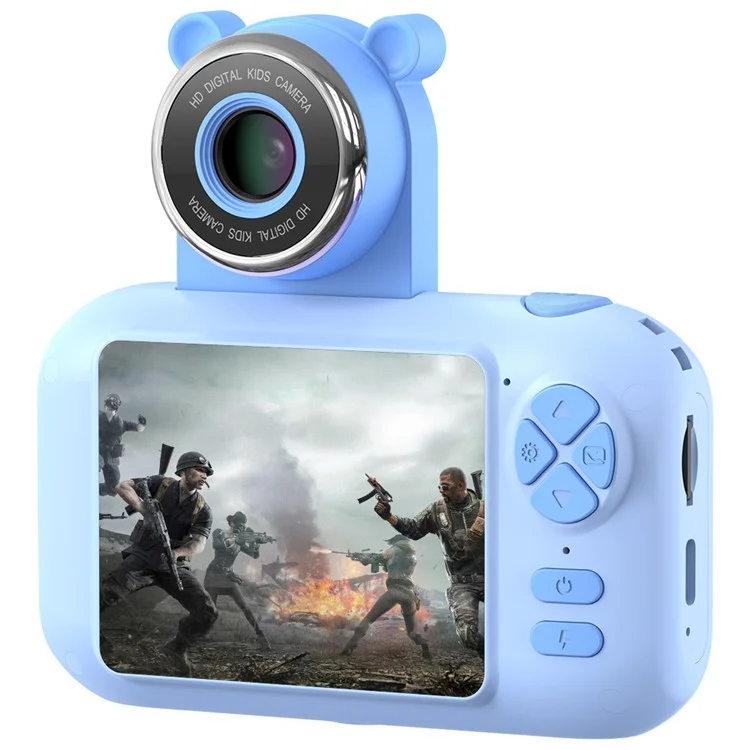 F79 2.4 Inch Screen Kids Digital Camera Flip Lens HD Children Photography Camera - Blue