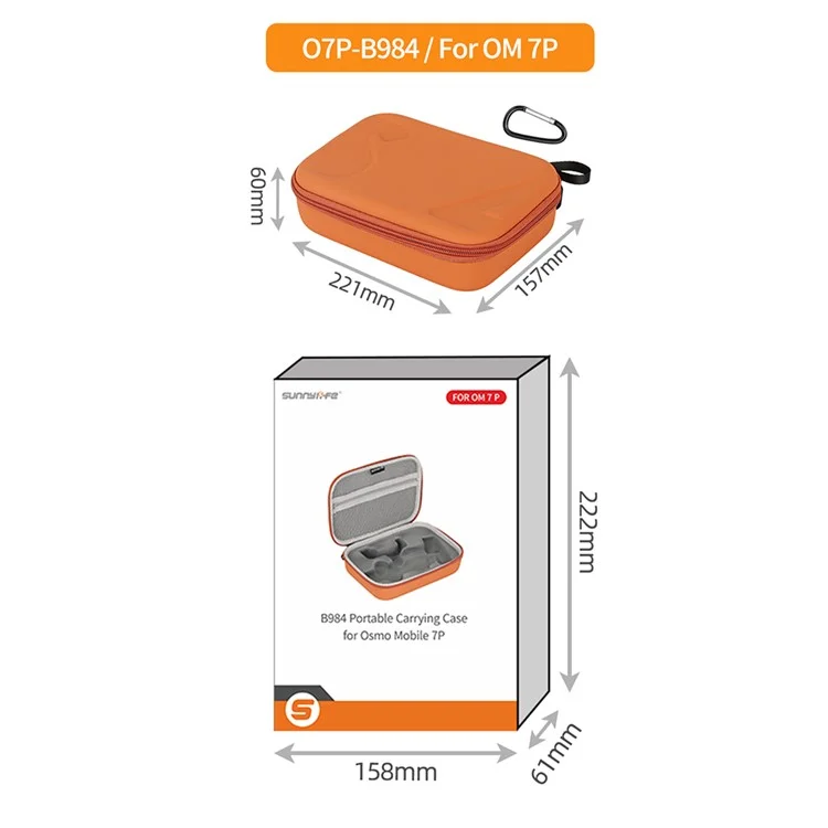 SUNNYLIFE O7P-B984 For DJI Osmo Mobile 7 Pro Storage Case Leather EVA Carrying Bag - Orange