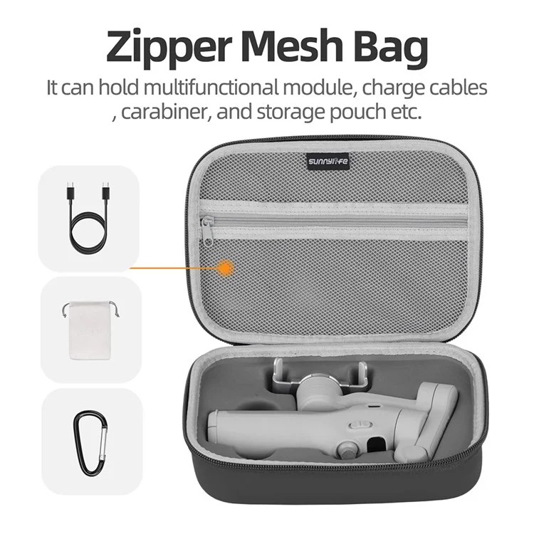 SUNNYLIFE O7P-B984 For DJI Osmo Mobile 7 Pro Storage Case Leather EVA Carrying Bag - Orange