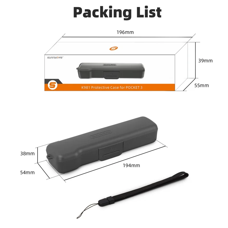 SUNNYLIFE OP3-K981 For DJI Osmo Pocket 3 Protective Case Filters Storage Box with Hand Strap - Black