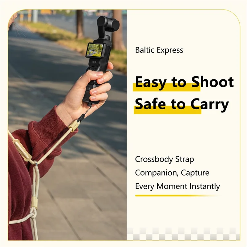 STARTRC Para DJI Osmo Pocket 3 Correa de Cuello Doble para Cámara Deportiva, Ajustable de 66 a 136 cm - Amarillo
