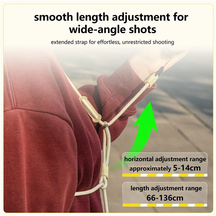 STARTRC Para DJI Osmo Pocket 3 Correa de Cuello Doble para Cámara Deportiva, Ajustable de 66 a 136 cm - Amarillo