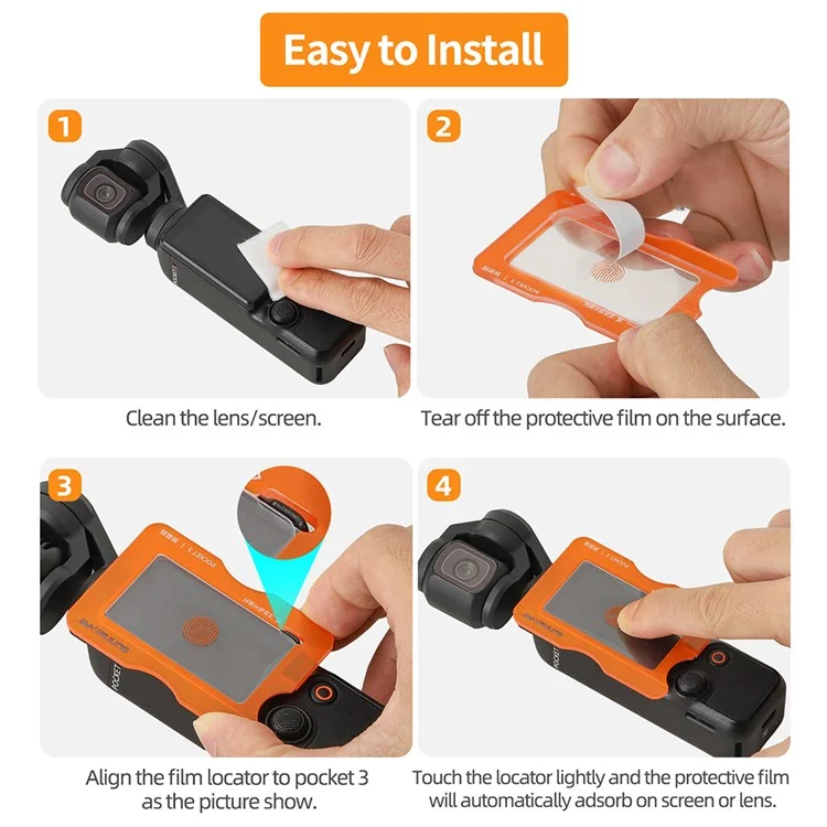 SUNNYLIFE OP3-BHM992 Per DJI Osmo Pocket 3 Film Lente AR + Protezione Schermo in Vetro Temperato con Strumento di Posizionamento