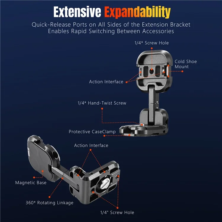 STARTRC 1157475 Magnetischer Erweiterungsadapter in L-Form für DJI Osmo Pocket 3 - Vielseitiges Kamerazubehör