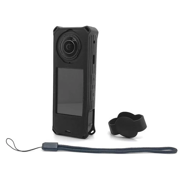Für Insta360 X5 Panoramakamera Silikon Schutzhülle Stoßfest Kratzfest Staubschutz - Schwarz