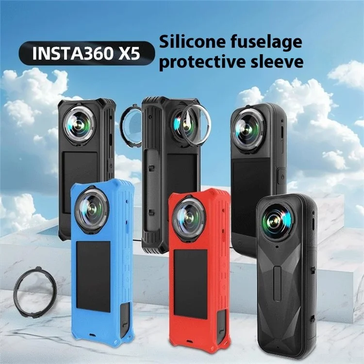 Für Insta360 X5 Panoramakamera Silikon Schutzhülle Stoßfest Kratzfest Staubschutz - Schwarz