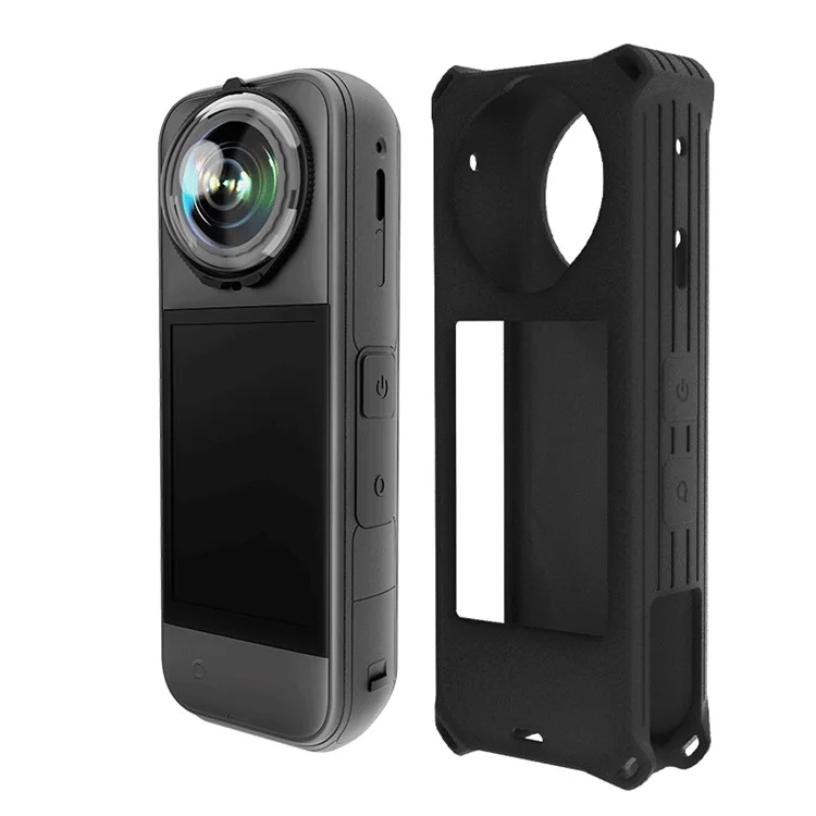 Für Insta360 X5 Panoramakamera Silikon Schutzhülle Stoßfest Kratzfest Staubschutz - Schwarz