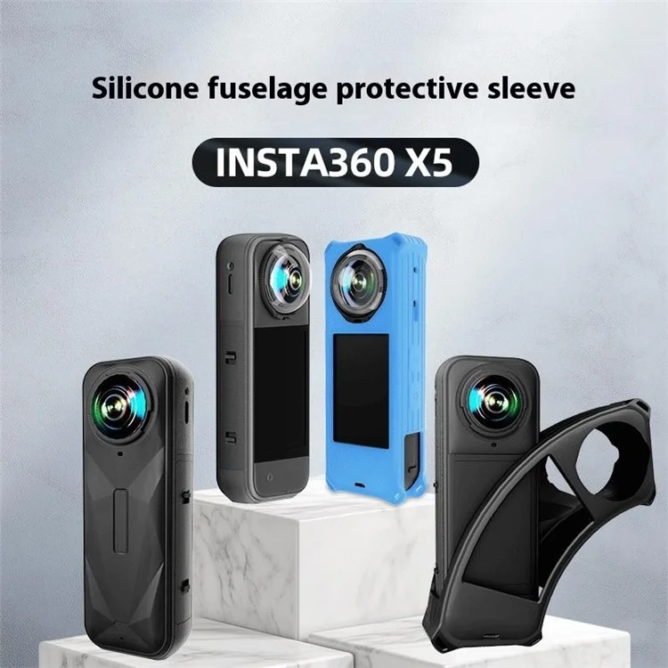 Für Insta360 X5 Panoramakamera Silikon Schutzhülle Stoßfest Kratzfest Staubschutz - Schwarz