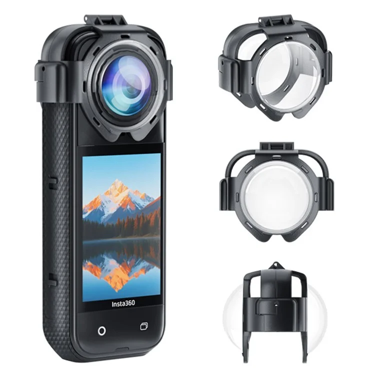 Pour Insta360 X5 Protecteur d'objectif Caméra d'action Couvercle en verre amovible Dureté 9H Anti-buée / Étanche / Anti-rayures
