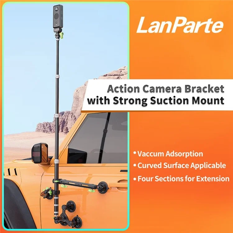 LANPARTE PMH-TS Invisible Selfie Stick Third Person View Extension Monopod Action Cameras Suction Cup Bracket