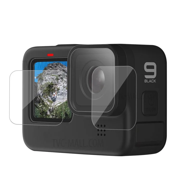 AT1090 3Pcs/Set Tempered Glass Screen Protectors Lens Film for GoPro Hero9