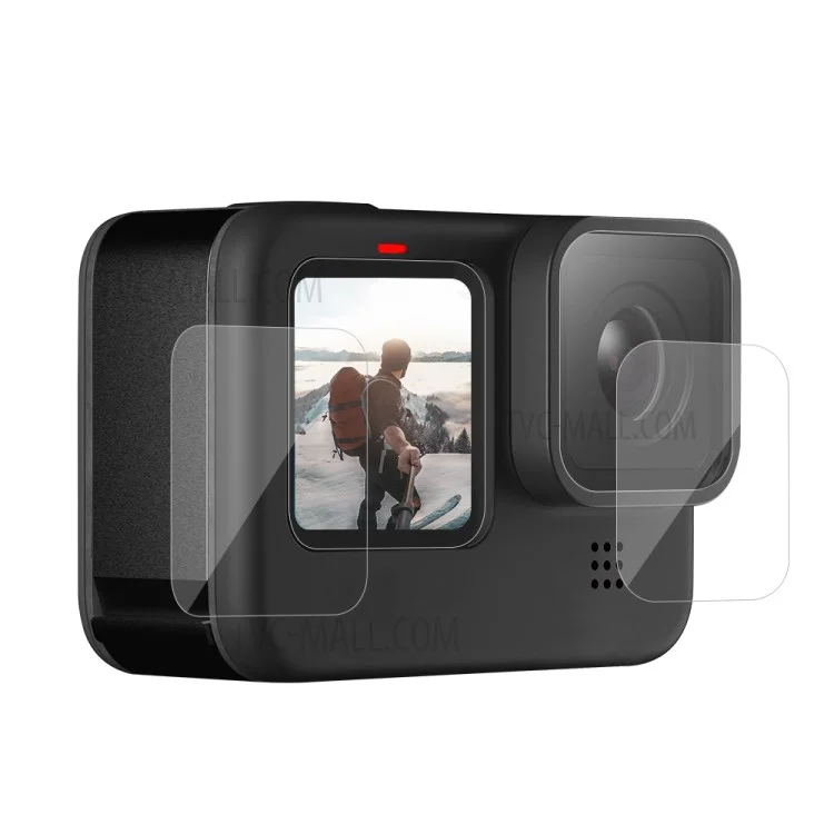 AT1090 3Pcs/Set Tempered Glass Screen Protectors Lens Film for GoPro Hero9