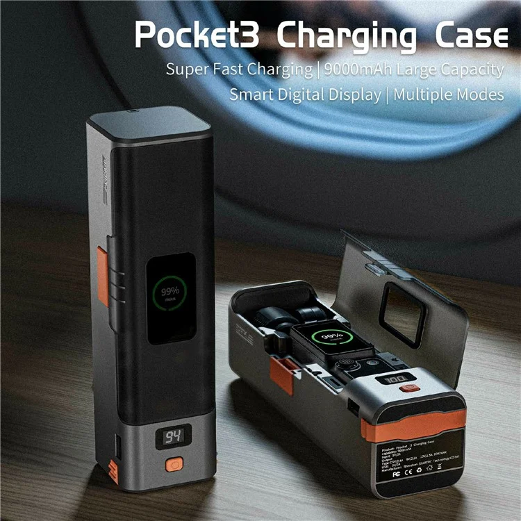 STARTRC 1144932 Custodia di ricarica per DJI Osmo Pocket 3 con Batteria da 9000mAh
