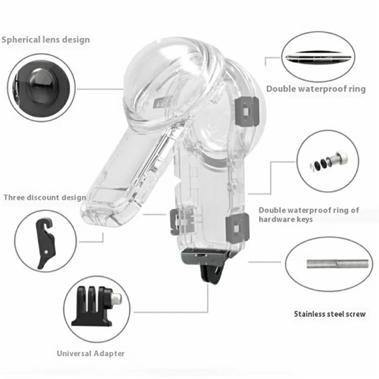 Für Insta360 X5 Actionkamera wasserdichtes Gehäuse Unsichtbares Tauchgehäuse kompatibel mit magnetischem Schnellspannhalterung