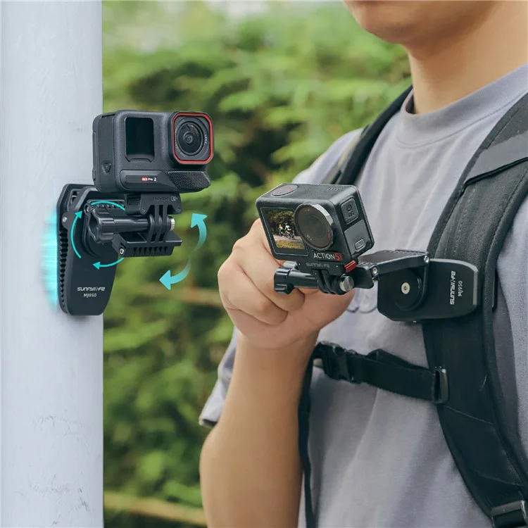 SUNNYLIFE MJ950 Action Camera 360 Degree Magnetic Backpack Clip Foldable Mount Bracket