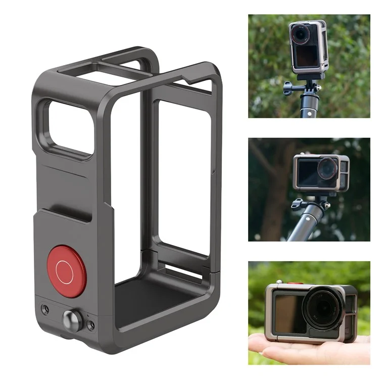 Jaula de cámara de aleación de aluminio con múltiples interfaces de expansión para DJI Action 5 Pro / 4 / 3