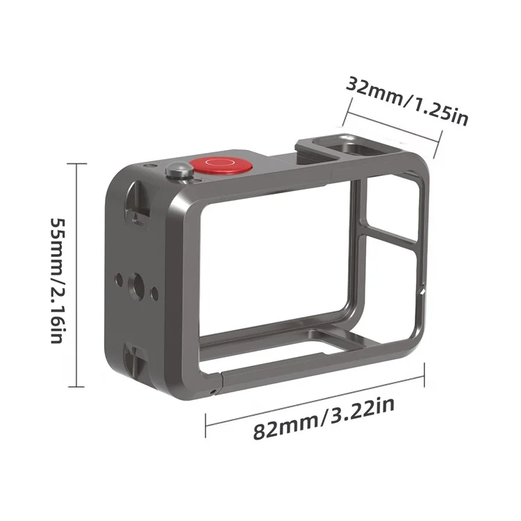 Jaula de cámara de aleación de aluminio con múltiples interfaces de expansión para DJI Action 5 Pro / 4 / 3