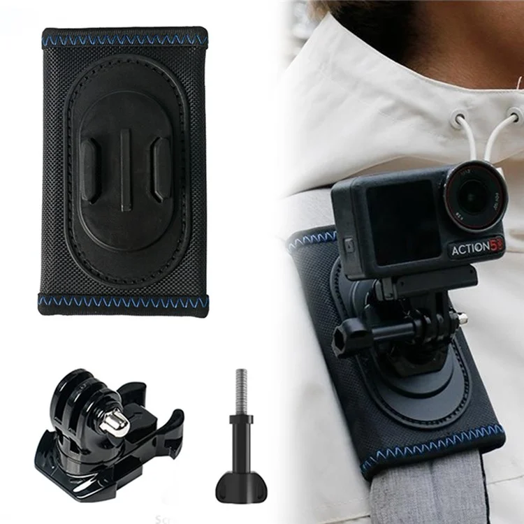 FLW080 Backpack Clip PP + 840D Nylon Anti Slip Rotatable Universal Action Camera Mount