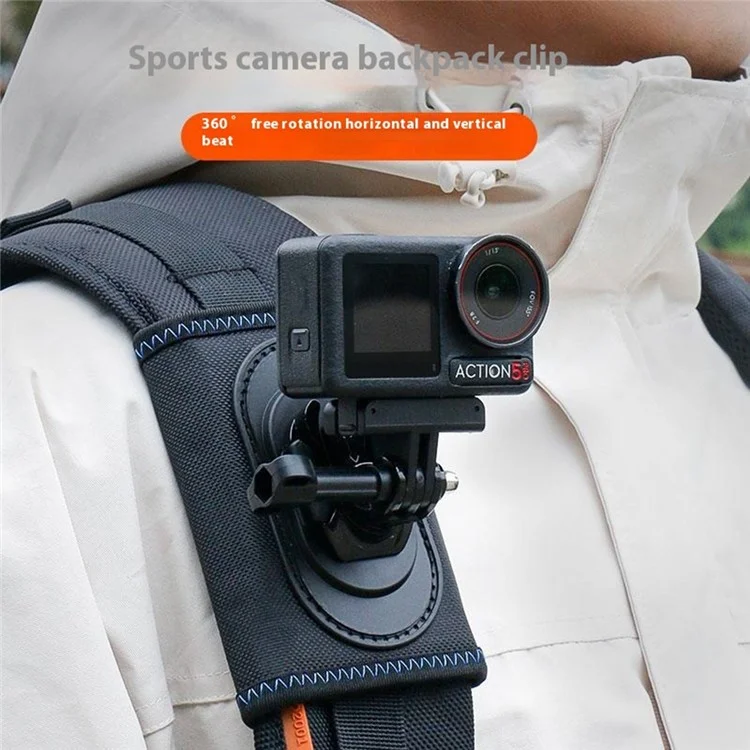 FLW080 Backpack Clip PP + 840D Nylon Anti Slip Rotatable Universal Action Camera Mount