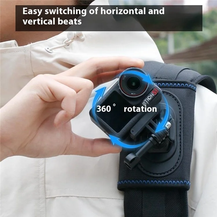 FLW080 Backpack Clip PP + 840D Nylon Anti Slip Rotatable Universal Action Camera Mount