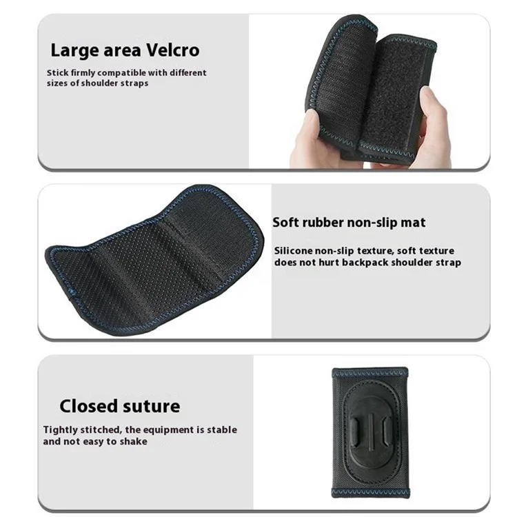 FLW080 Backpack Clip PP + 840D Nylon Anti Slip Rotatable Universal Action Camera Mount