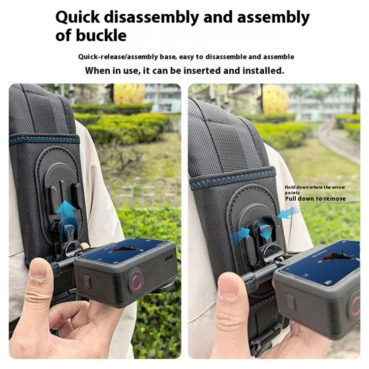 FLW080 Backpack Clip PP + 840D Nylon Anti Slip Rotatable Universal Action Camera Mount