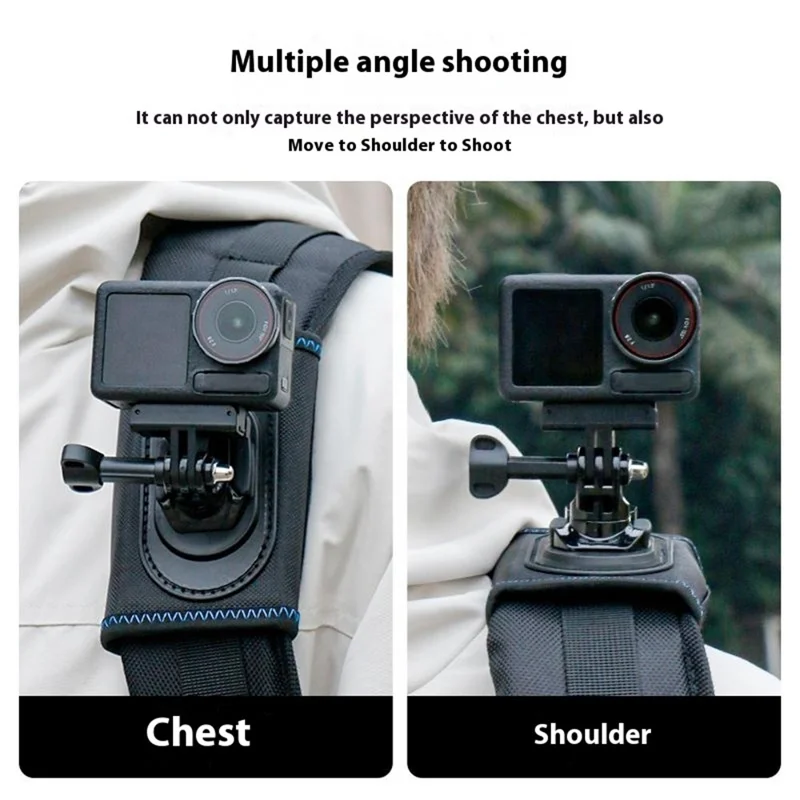 FLW080 Backpack Clip PP + 840D Nylon Anti Slip Rotatable Universal Action Camera Mount