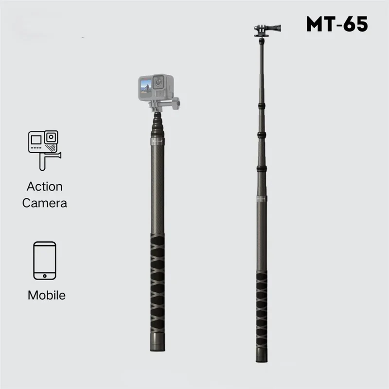 JMARY MT-65 Selfie Stick Monopiede in Fibra di Carbonio da 3m con 5 Sezioni per Fotocamere d'Azione