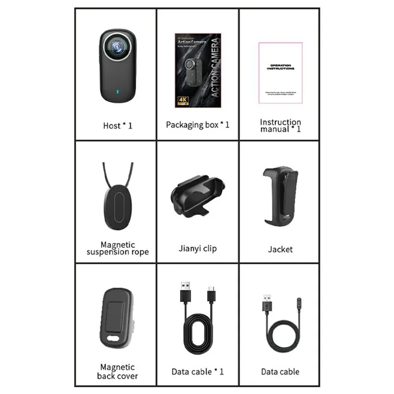 M11 Pets 4K HD Portable Magnetic Camera with Screen Clip-On Thumb Action Cam Recorder