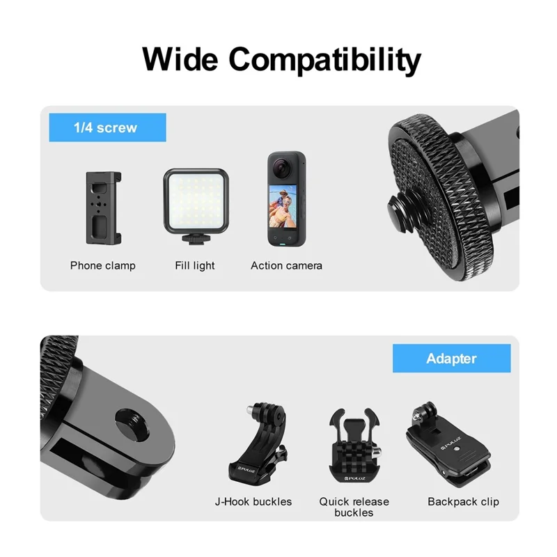 PULUZ PU705B For GoPro / Insta360 Action Camera Adapter 1 / 4 Inch Thread Aluminum Alloy Mount