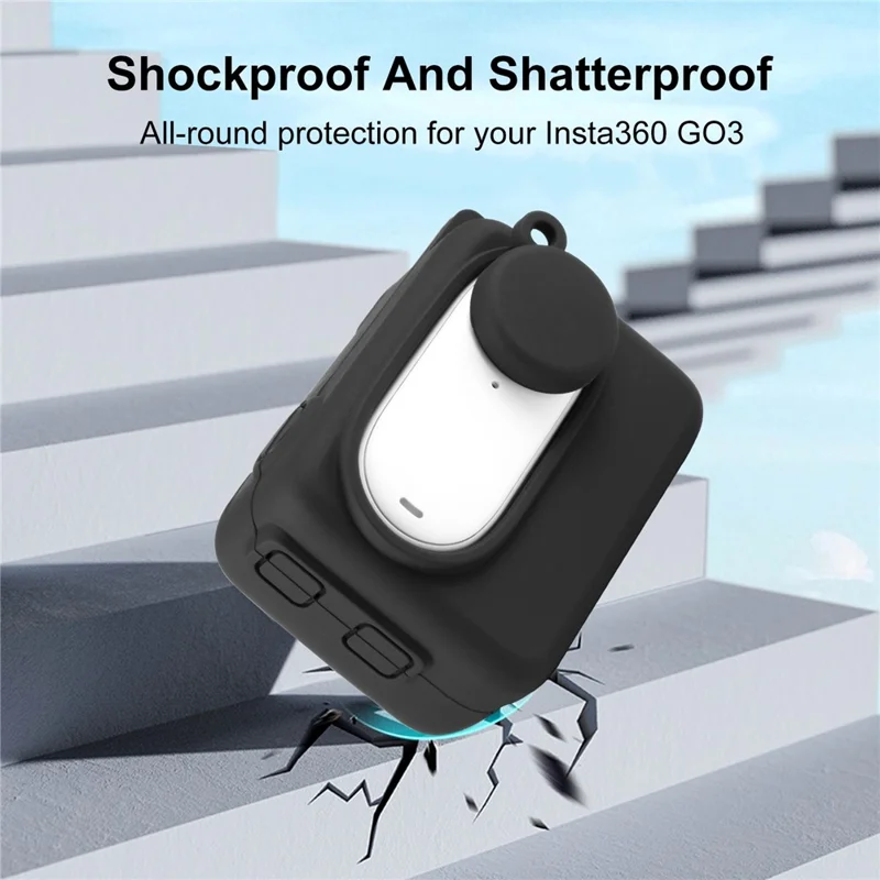 PULUZ PU876 For Insta360 GO 3 Charging Case Silicone Protective Cover with Lens Cap and Lanyard
