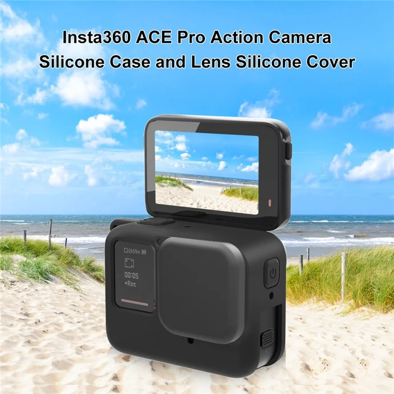 PULUZ PU963B Funda de Silicona con Tapa de Objetivo para Cámara Insta360 Ace Pro