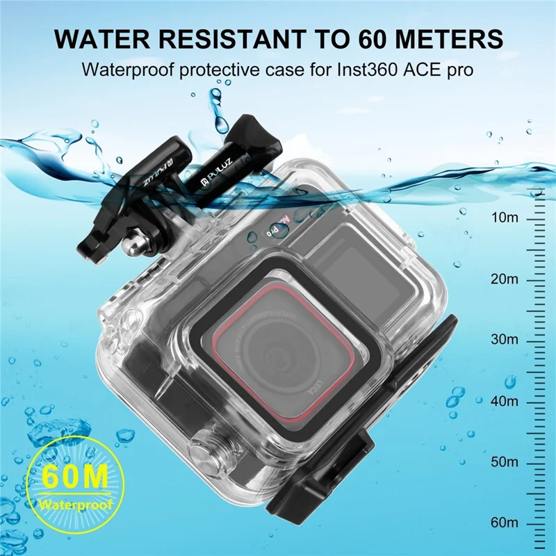 PULUZ PU964T For Insta360 Ace Pro Camera Waterproof Case 60m Underwater Housing