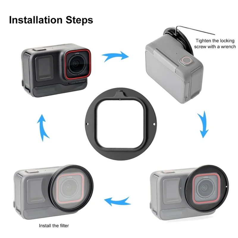 PULUZ PU969B For Insta360 Ace Pro Action Camera Lens Filter Ring Adapter with UV Filter + Lens Cap
